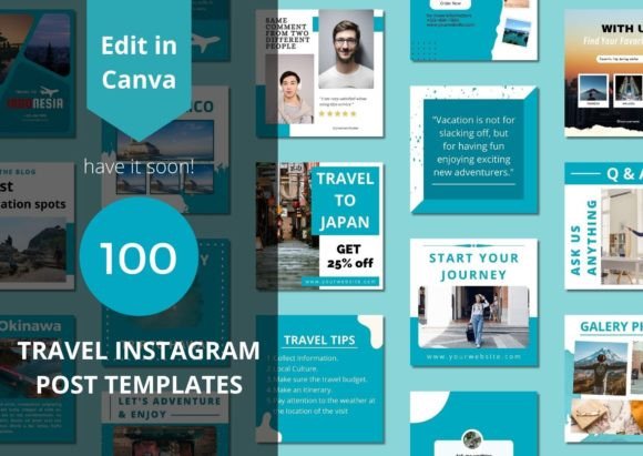100 Travel Social Media Canva Templates for Your Brand