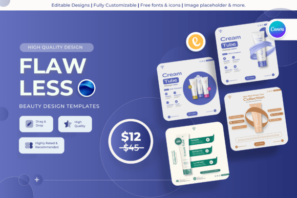 Elevate Your Brand with Flawless - Beauty Canva Templates