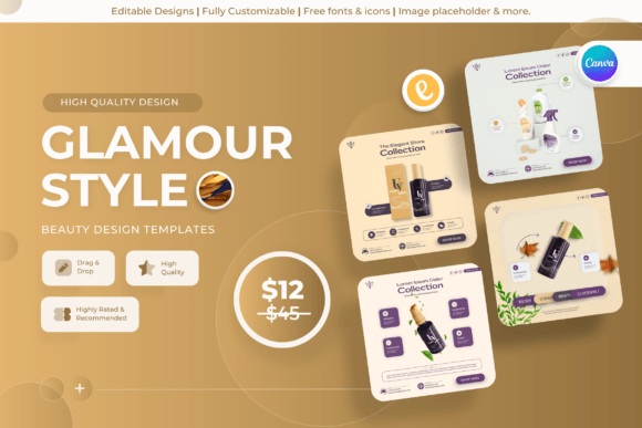 Elevate Your Brand with Glamour Style Beauty Canva Templates