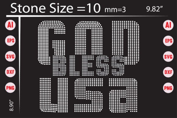 God Bless USA Rhinestone Templates for Your Designs