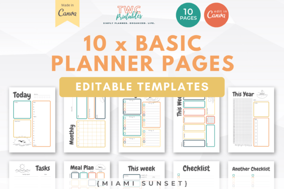 Organize Your Workflow with Canva Planner Templates | 10 Pages MIAMI